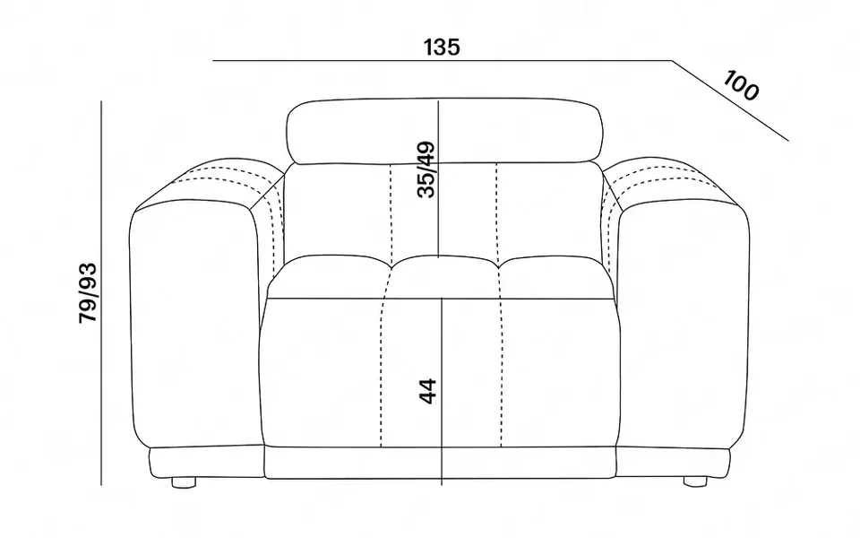AUSTIN Armchair dimensions drawing